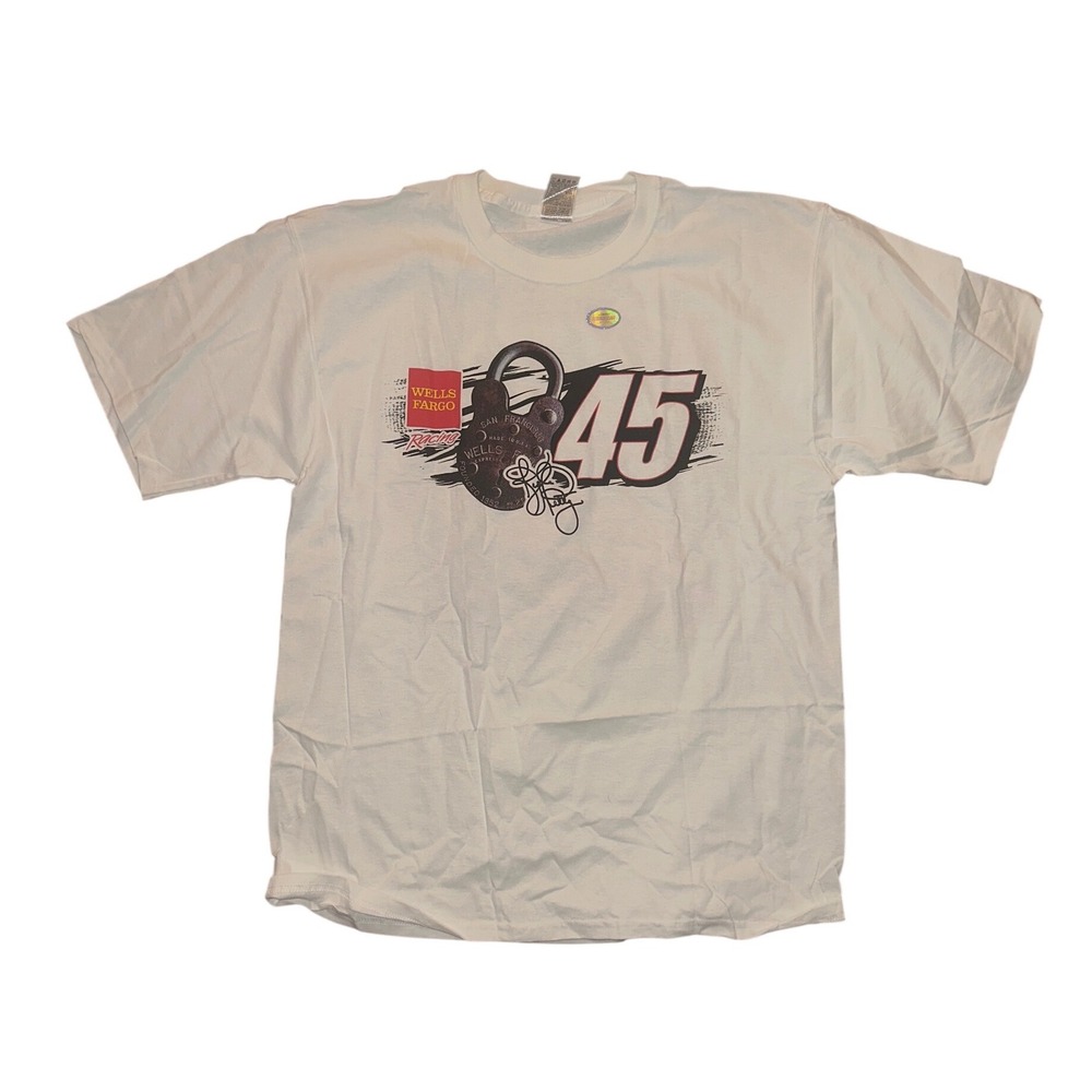 Vintage Kyle Petty NASCAR T-Shirt Wells Fargo Racing No 45 Large Fruit Loom